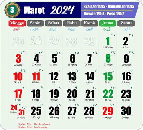 Kalender 2024 Lengkap dengan Hijriyah, Jawa, dan Pasaran | Download CDR ...