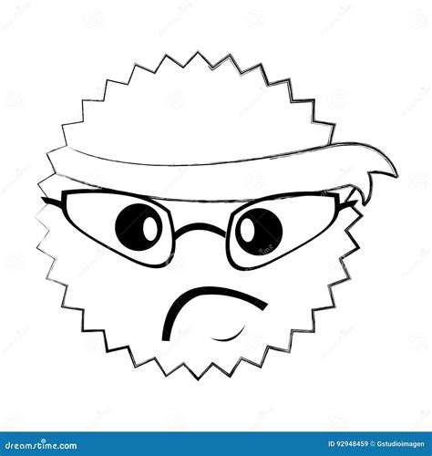 Character Angry With Bandana Kawaii Style Stock Vector Illustration