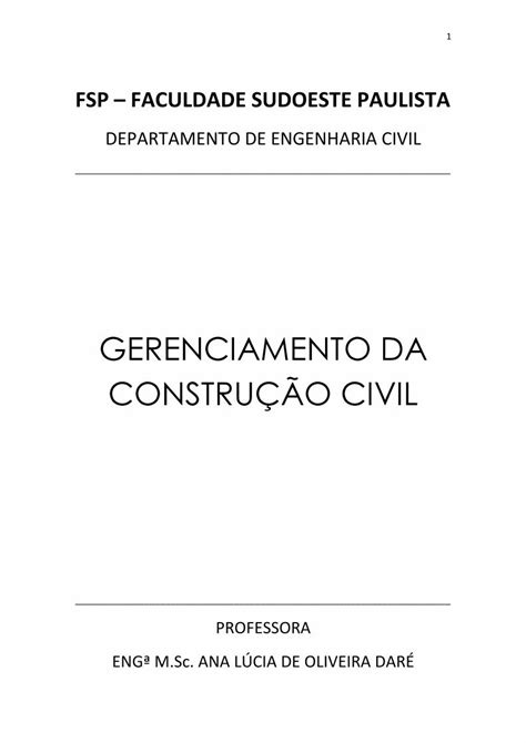 Pdf Gerenciamento Da Constru O Civil Pdf File Introdu O A Grande