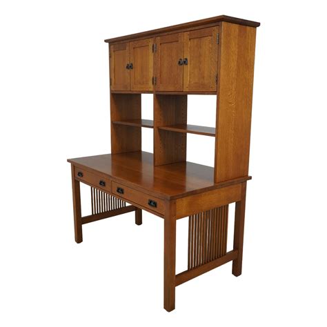 Stickley Mission Oak Computer Desk W Hutch Top Chairish