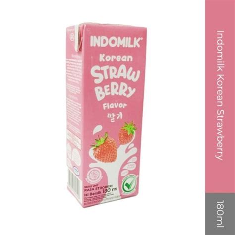 Jual Susu Indomilk UHT Flavour Korean Strawberry Susu Kotak Isi 180 ML