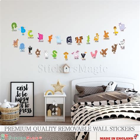 Animals Alphabet Wall Stickers Toddler Animal Nursery Decor Etsy Uk