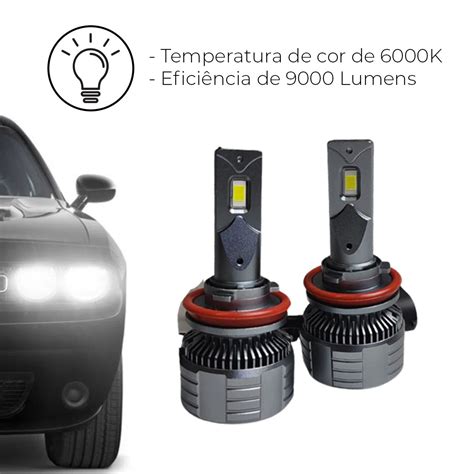 Lâmpada Led H15 H27 JR8 Black Diamond 9000 Lumens 12v A 14v 6000k