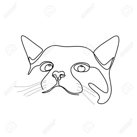 Cute Cat Continuous Line Drawing Vector Illustration Minimalist Design Stock Vector 128961527