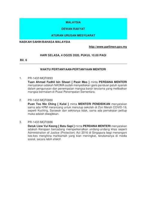 Pdf Malaysia Dewan Rakyat Aturan Urusan Mesyuarat Hospital Di Pulau