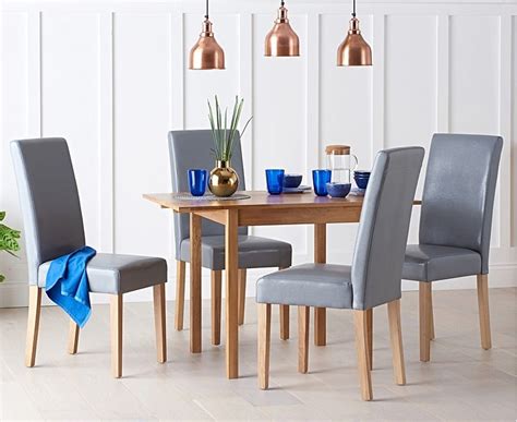 York 70cm Solid Oak Extending Dining Table With Olivia Grey Chairs