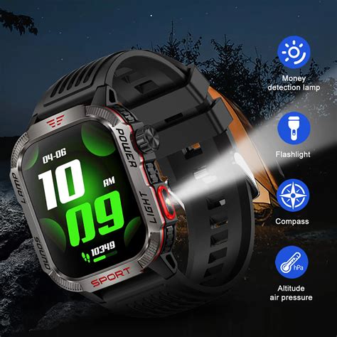 MISIRUN Reloj Inteligente Para Hombre Pulsera Con Linterna LED Br Jula