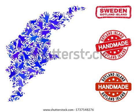 Vector Handmade Composition Gotland Island Map Stock Vector Royalty