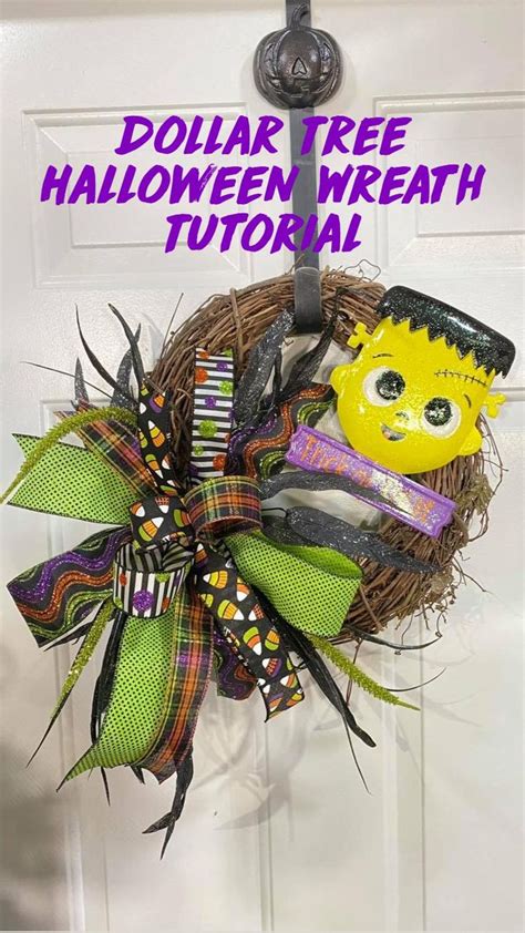 Dollar Tree Halloween Wreath Tutorial Halloween Crafts Halloween Wreath Halloween Outdoor