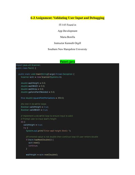 Maria B IT 145 6 3 Assignment Validating User Input And Debugging