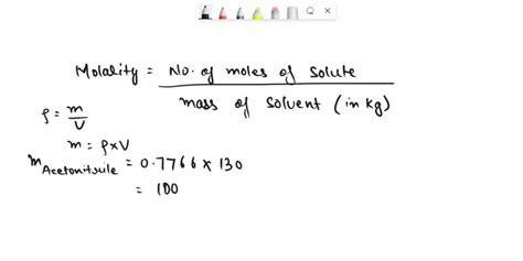 SOLVED A Solution Is Made Using 130 0 ML Of Acetonitrile Density 0