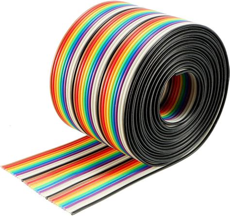 Uxcell Flat Ribbon Cable 30p Rainbow Idc Wire 127mm Pitch