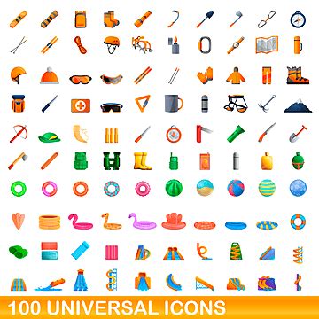 100 Vector PNG Images 100 Universal Icons Set Climbing Background