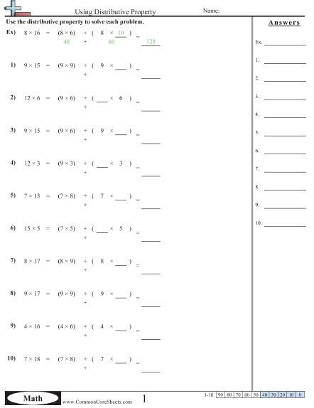 Using The Distributive Property Worksheet Free Commoncoresheets