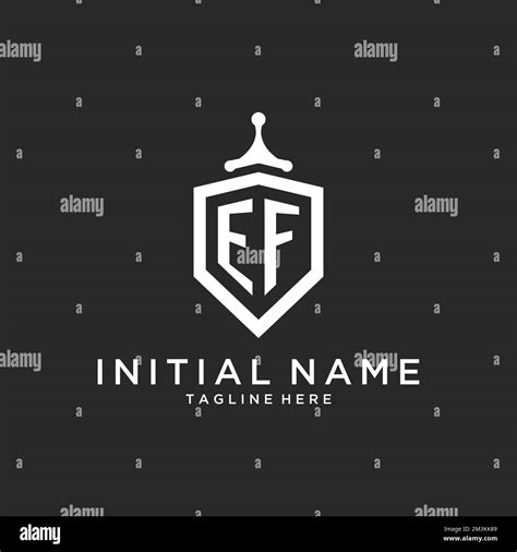 Ef Monogram Logo Initial With Shield Guard Shape Design Ideas Stock