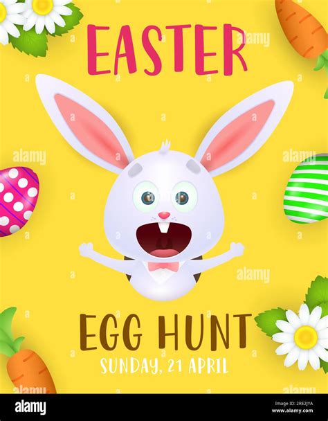 Easter Egg Hunt Poster Design Shouting Bunny Stock Vector Image And Art