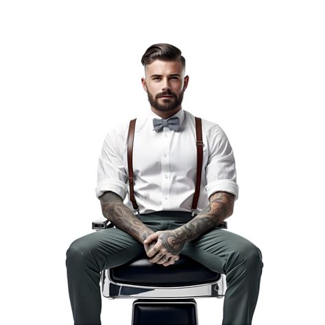 AI generated portrait of young professional barber on transparent