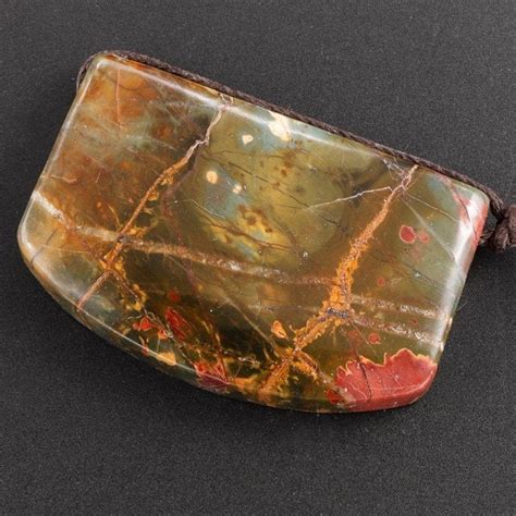 Natural Red Creek Jasper Pendant Top Side Drilled Slice Flat Pendant N