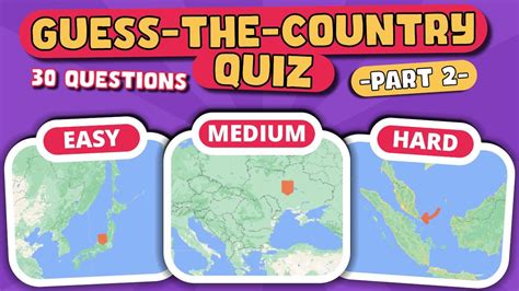 Guess The Country By Map Part 2 🗺️ 30 Countries Easy Medium Hard 🌍 Geography Quiz Youtube