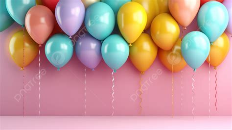 Fondo Racimo De Globos Vibrantes Contra Un Banner Horizontal De Pared