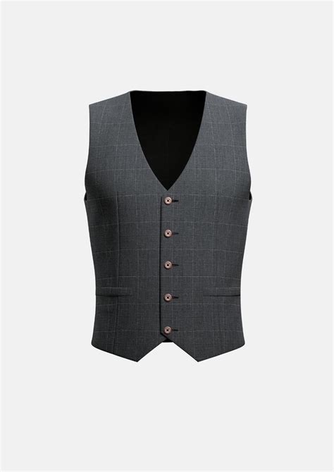 Dark Grey Windowpane Vest Sartoro