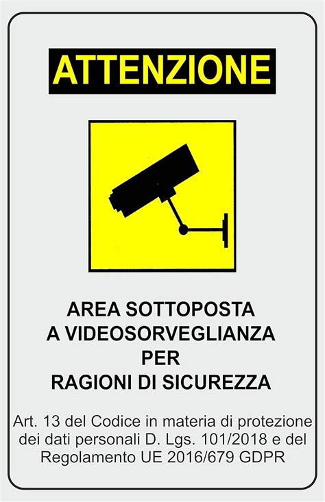 New Cartello Segnaletico Aggiornato Gdpr Area Sottoposta A