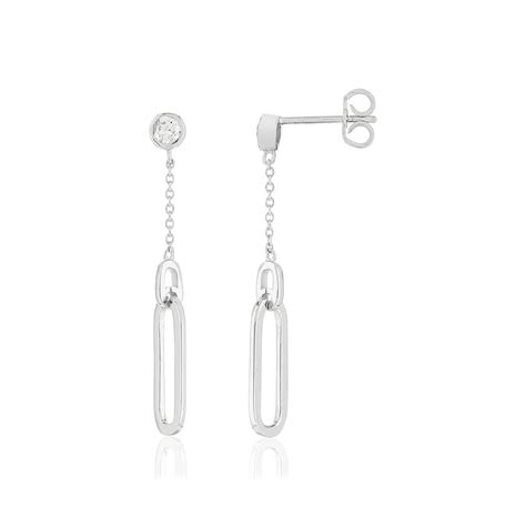 Boucles D Oreilles Pendants Argent 925 Zirconias MATY