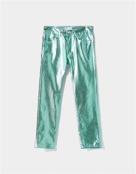 Straight Metallic Jeans Man Bershka