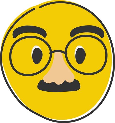 Face With Glasses And Mustache Yellow Emoji Smile Hand Drawn Flat Style Emoticon 22461861