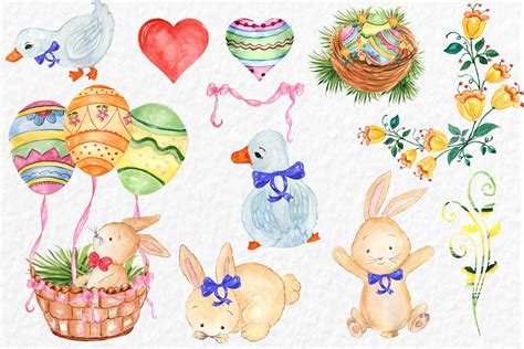 Watercolor Easter Clipart 56366 Illustrations Design Bundles