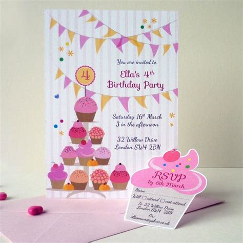 Personalised Cupcake Birthday Party Invitations Set Of 10 Etsy