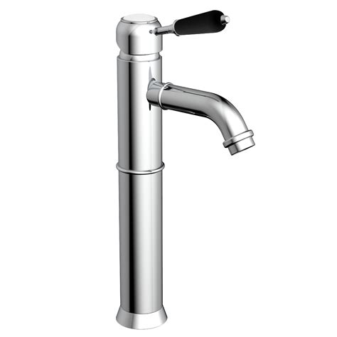 Trafalgar Traditional Chrome Single Lever Tall Basin Tap With Black Lever