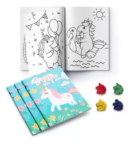 Libros Para Colorear Personalizados Crayones De Unicornio Env O Gratis