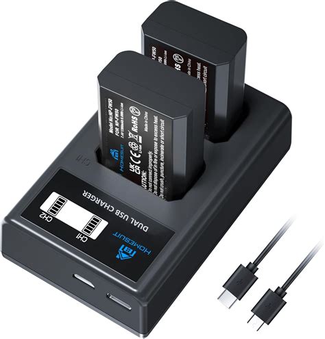 Homesuit NP FW50 Akku 1300mAh und USB LCD Ladegerät Kit für Sony ZV E10