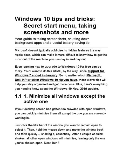 Windows 10 Tips And Tricks Secret Start Menu Taking Screenshots And More Pdf Screenshot