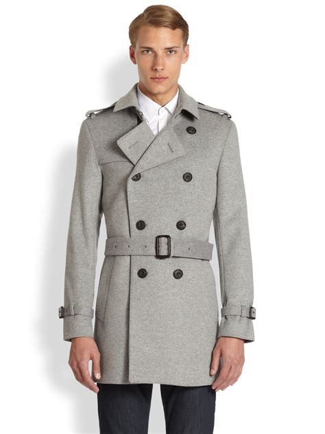 Burberry Britton Wool Cashmere Trench Coat In Pale Grey Gray Lyst