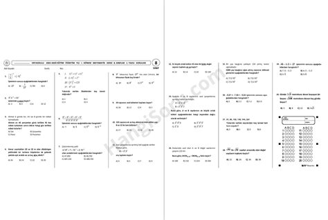 2022 2023 8 Sınıf Matematik 1 Dönem 1 Yazılı Soruları Pdf Hangisoru