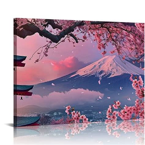 Nawypu Japanese Cherry Spring Pink Cherry Blossoms Poster Living Room