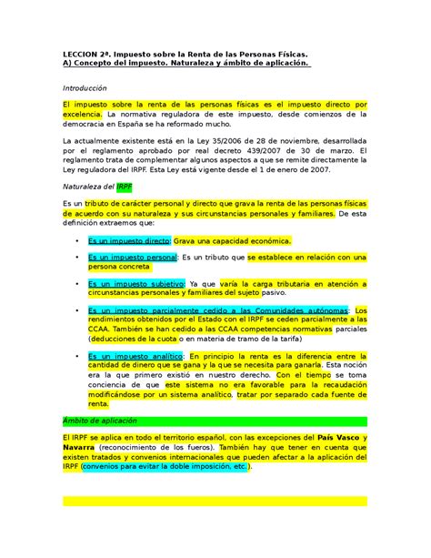 Impuesto Sobre La Renta De Las Personas Físicas Irpf Universidad