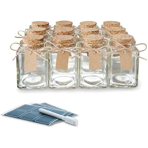 Glass Favor Jars With Cork Lids Square 34oz Mason Wedding Favors