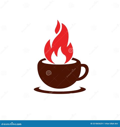 Hot Coffee Vector Logo Design Template Stock Vector Illustration Of People Flames 251865629