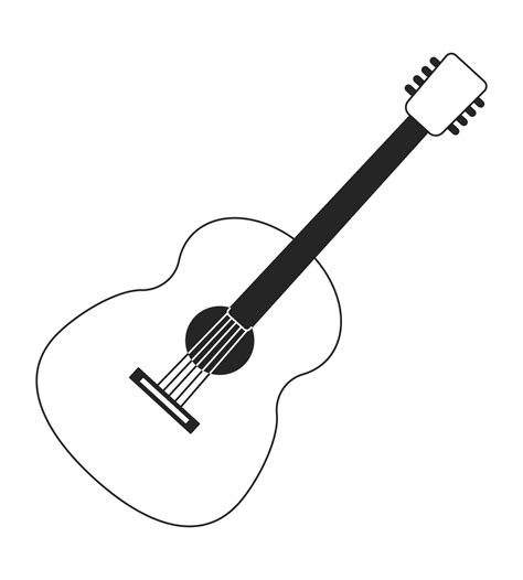 Acoustic Guitar Flat Monochrome Isolated Vector Object String Musical