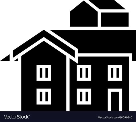 Bungalow Icon Black Sign On Royalty Free Vector Image