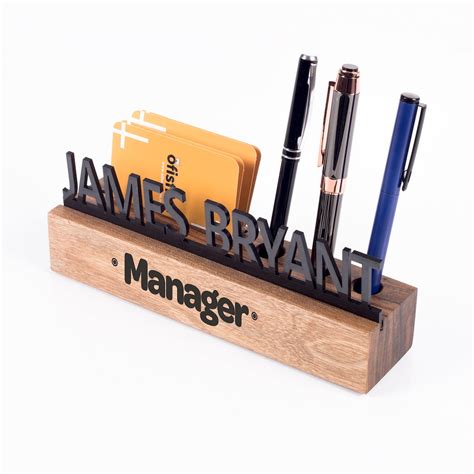 Wood Name Plate Card Holder And Pen Holder Solid Name Sign New