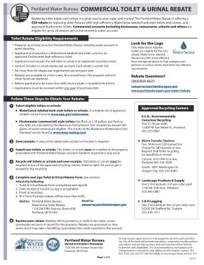 Fillable Online Commercial Toilet Rebate Form Fax Email Print Pdffiller