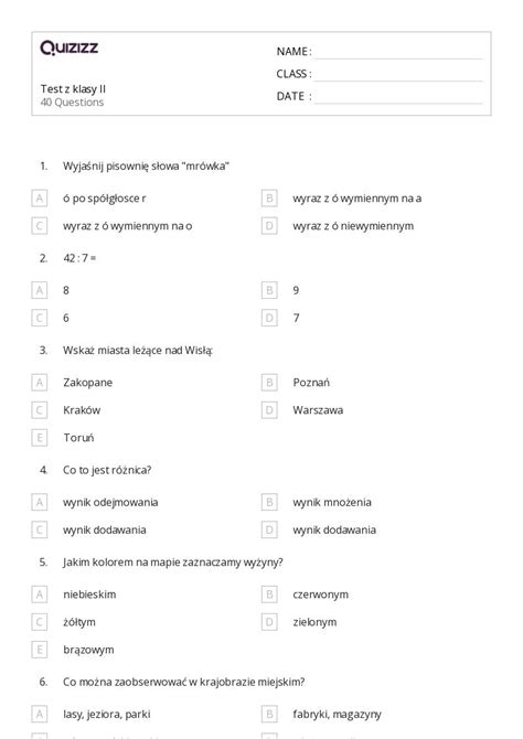 Ponad Dwuznaki Arkuszy Roboczych Dla Klasa W Quizizz Darmowe I