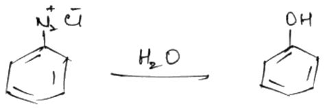 In which of the following reaction,phenol or sodium phenoxide is not formed. (a)C6H5N2Cl ...