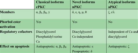 Classification Of Pkc Isoforms 8 11 Download Table