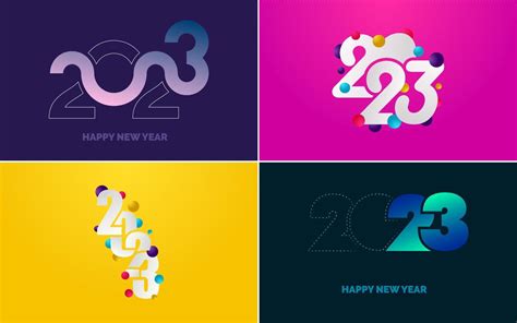 Happy New Year 2023 Text Design Pack For Brochure Design Template