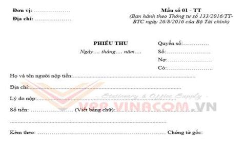 Mẫu phiếu thu theo thông tư 200 và 133 file word » Văn Phòng Phẩm VINACOM